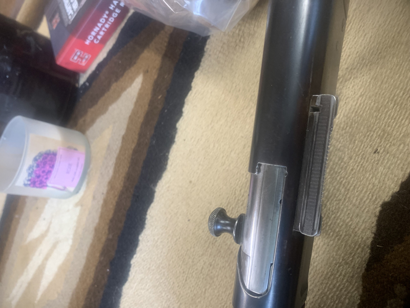 This is the Stoeger mounting bar that was on the rifle when I purchased it. This bar had to be milled to accept the mounting bracket and rings.